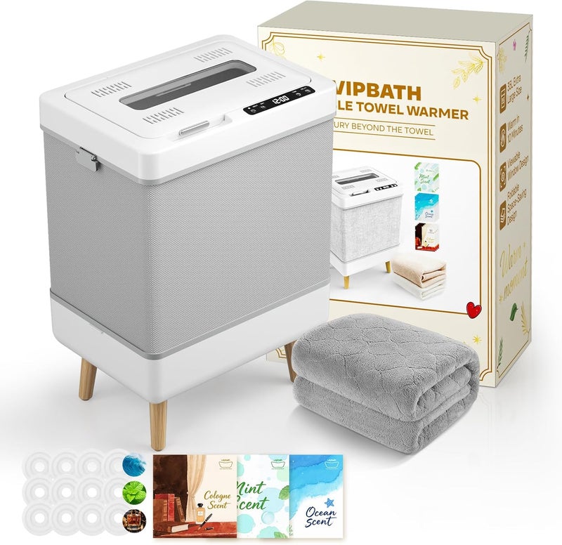 VIPBATH 35L Towel Warmer Gift Set – Family-Sized Foldable Design with Window, Dual Safety Shut-Off for Overheat & Tip-Over, 12 Aroma Discs – A Spa-Like Luxury for Home & Loved Ones - Image 1