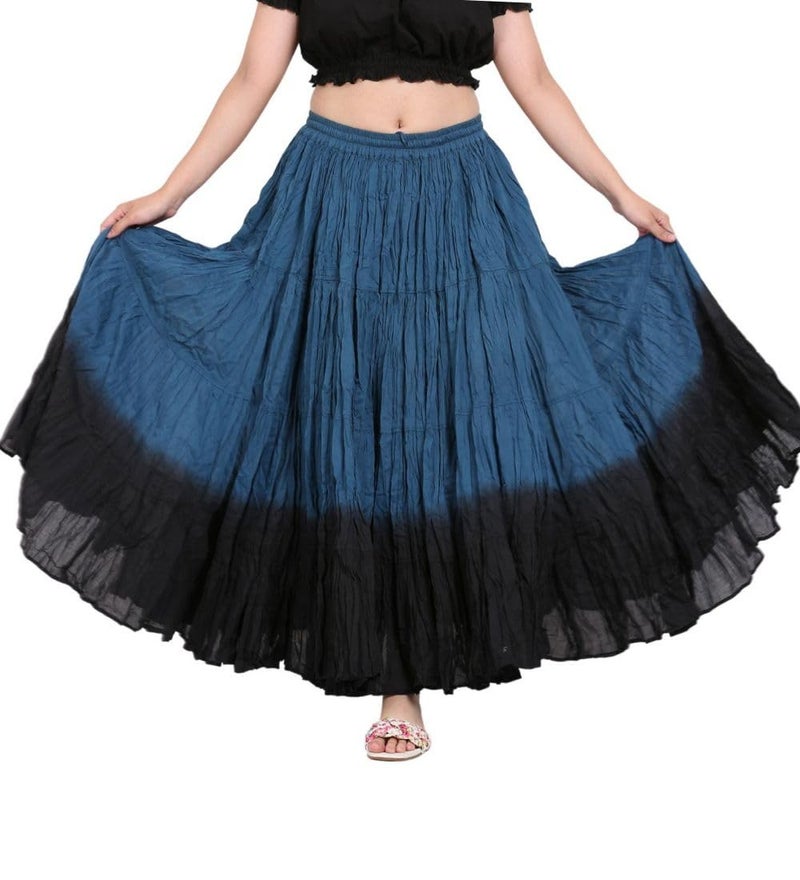 Wevez 25 Yard Wrap Skirt for Women | Boho Gypsy Long Belly Dance Skirt | Festival & Renaissance Maxi Skirt, Teal/Black - Image 1