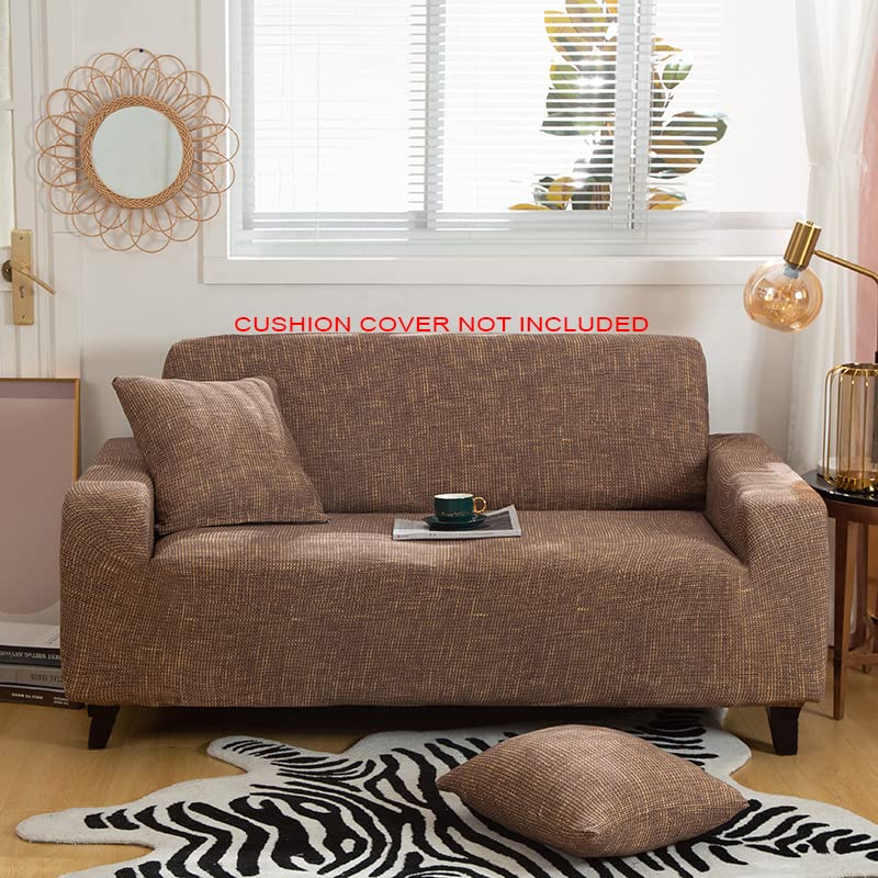 Styleys Polyester Printed Sofa Covers Stretchable Couch Cover Sofa Slipcovers 2 Seater 140180 cms SLMH2 Brown Yellow Shaded - Image 1