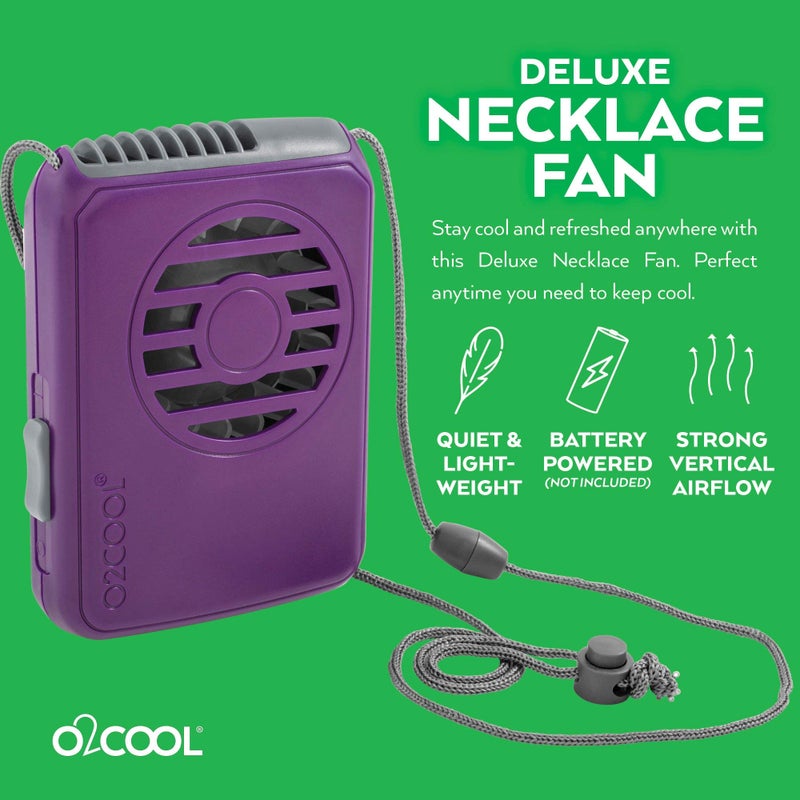 O2COOL Deluxe Necklace Fan, Purple, 2 Units - Image 2
