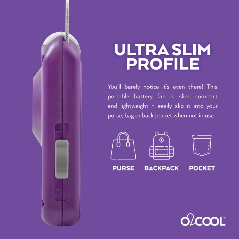 O2COOL Deluxe Necklace Fan, Purple, 2 Units - Image 5
