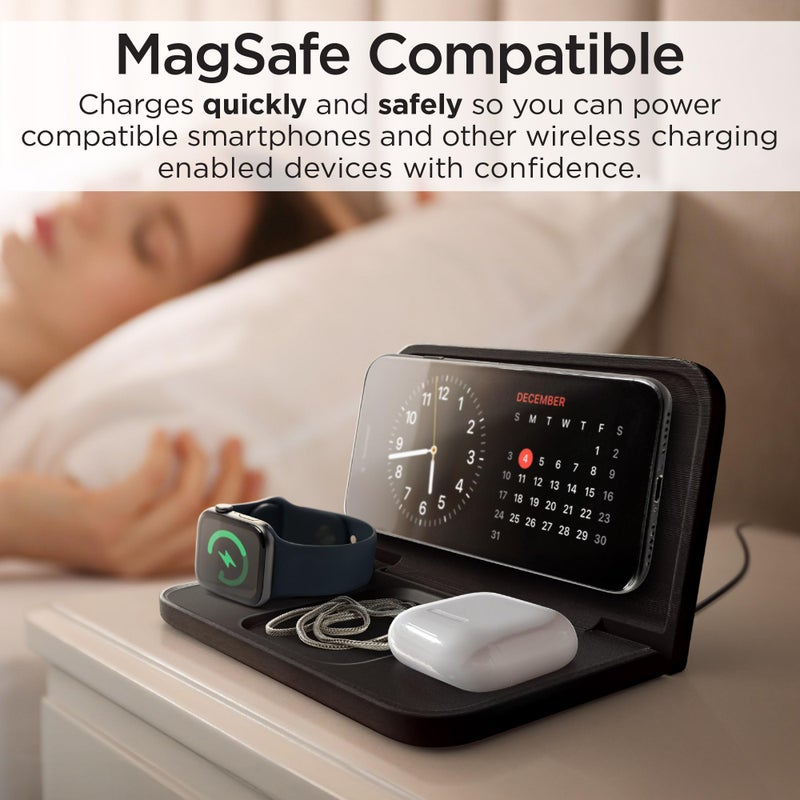 iHome Alarm Clock with Wireless Charging, Digital Alarm Clock for Bedroom Includes Wireless Charger for iPhone, AirPods, and Apple Watch (iWW7) - Image 4