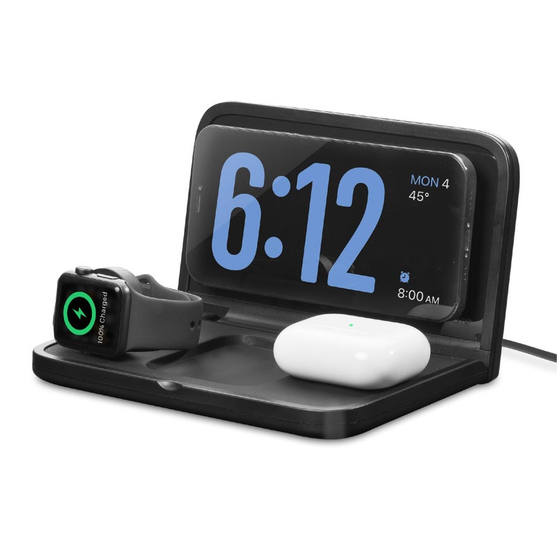iHome Alarm Clock with Wireless Charging, Digital Alarm Clock for Bedroom Includes Wireless Charger for iPhone, AirPods, and Apple Watch (iWW7) - Image 1