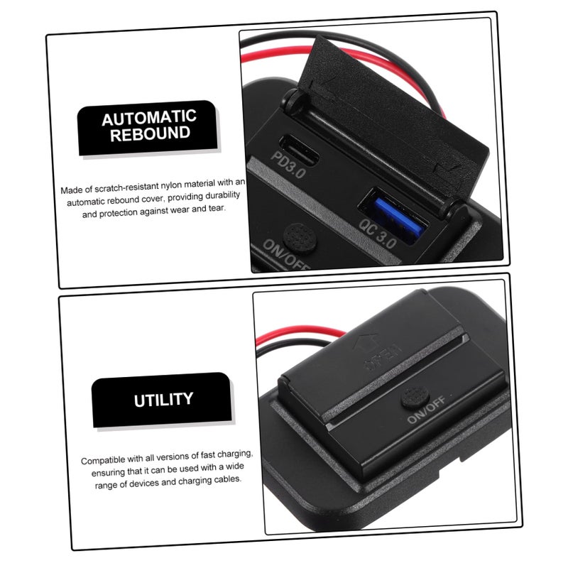 Dual Port USB Charger Outlet With LED Light And Nylon Cover For Motorbike RV Vehicle - Image 3