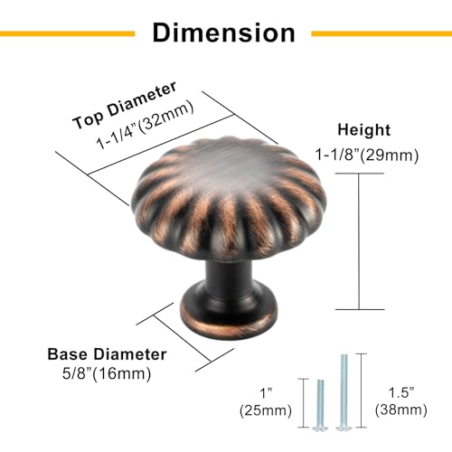 BEROSSA Brushed Gold Cabinet Knobs Gold Drawer Knobs, 10 Pack 1-1/4 Inch, 2510 Single Hole Cabinet Pulls for Kitchen Cabinets Drawers Bedroom Dresser Cupboard Bathroom Vanity - Image 4