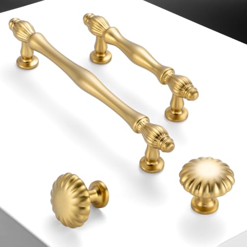BEROSSA Brushed Gold Cabinet Knobs Gold Drawer Knobs, 10 Pack 1-1/4 Inch, 2510 Single Hole Cabinet Pulls for Kitchen Cabinets Drawers Bedroom Dresser Cupboard Bathroom Vanity - Image 3