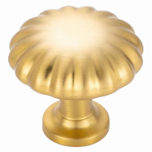 BEROSSA Brushed Gold Cabinet Knobs Gold Drawer Knobs, 10 Pack 1-1/4 Inch, 2510 Single Hole Cabinet Pulls for Kitchen Cabinets Drawers Bedroom Dresser Cupboard Bathroom Vanity - Image 1