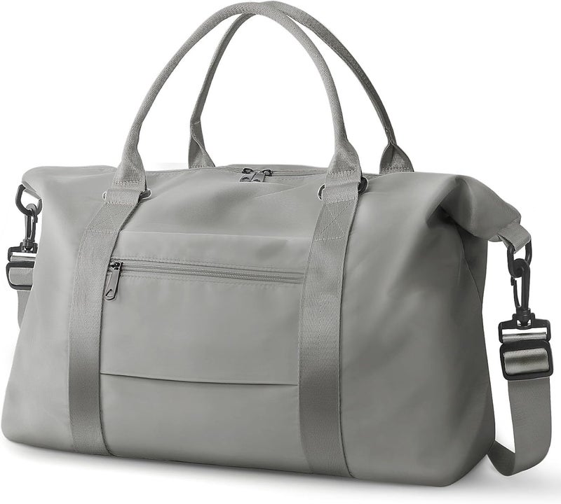 Easyfun Travel Duffle Bag, Weekender Travel Bag Men Small Gym Bag for Women, Hospital Bag for Labor and Delivery, Overnight Bag Luggage Bag with Trolley Sleeve, Airplane Travel Essentials for Flying(Grey) - Image 1