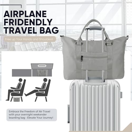 Easyfun Travel Duffle Bag, Weekender Travel Bag Men Small Gym Bag for Women, Hospital Bag for Labor and Delivery, Overnight Bag Luggage Bag with Trolley Sleeve, Airplane Travel Essentials for Flying(Grey) - Image 2