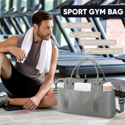Easyfun Travel Duffle Bag, Weekender Travel Bag Men Small Gym Bag for Women, Hospital Bag for Labor and Delivery, Overnight Bag Luggage Bag with Trolley Sleeve, Airplane Travel Essentials for Flying(Grey) - Image 5