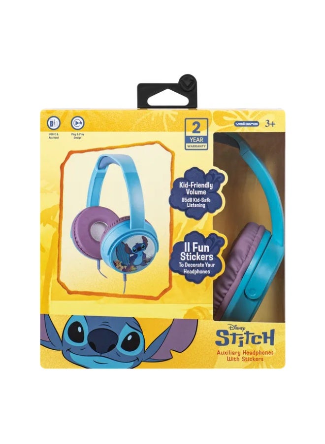 Volkano Disney Stitch Kids Auxiliary On-Ear Headphones with Stickers (DY-6513-ST) - Image 4