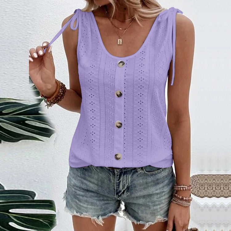 2023 Spring Summer Casual U-Neck Tank Top Purple 