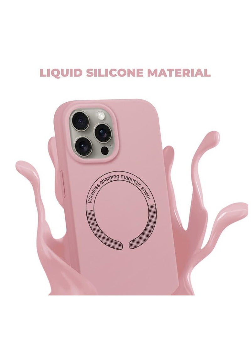 Soft Silicone Case for iPhone 16 Pro Max Compatible with MagSafe Supports Magnetic Charging, Soft Silky Touch [3-Layer Shockproof Structure], Anti-Scratch Microfiber Lining Shockproof Back Cover