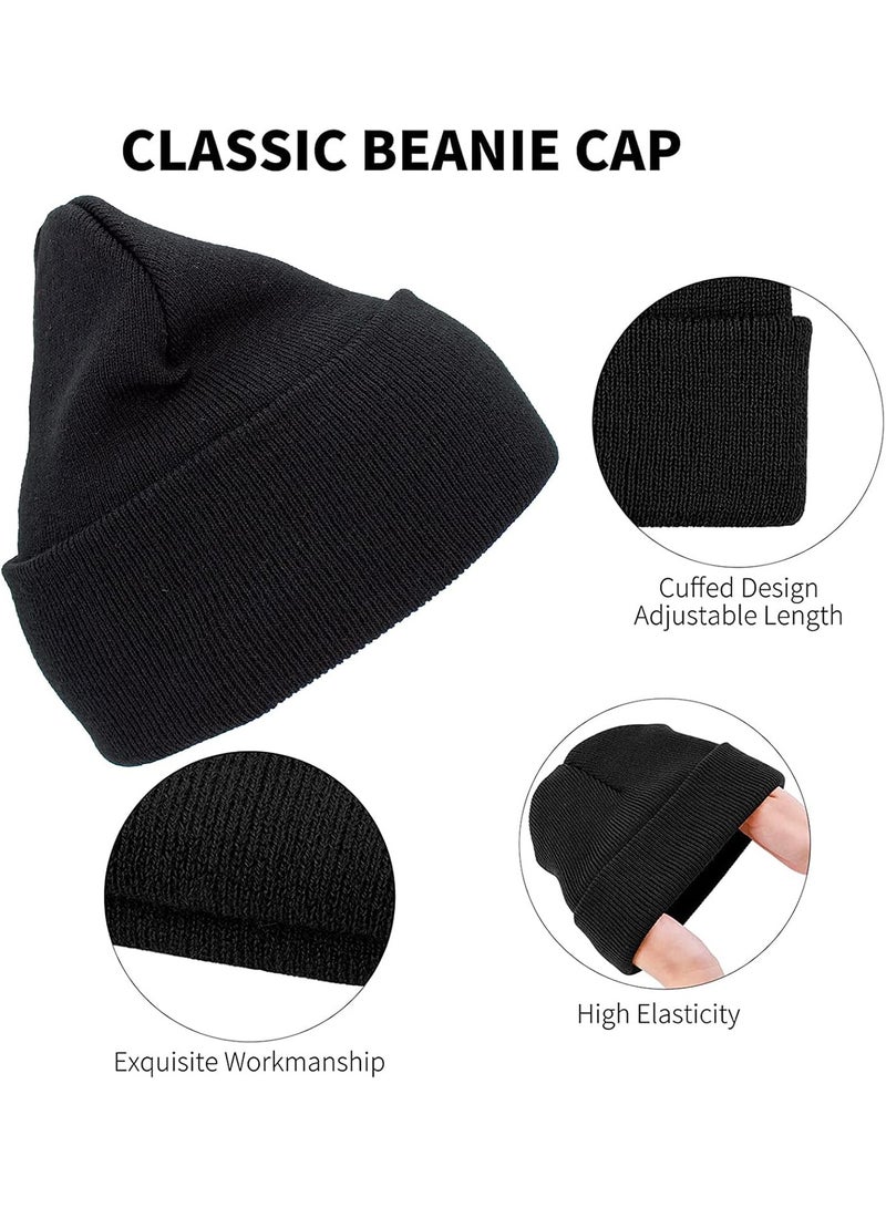 Generic 2-Pack Beanie for Men  Women - Cuffed Knit Winter Hats, Warm Slouchy Skull Cap Beanies, Black and Navy Blue - Image 4
