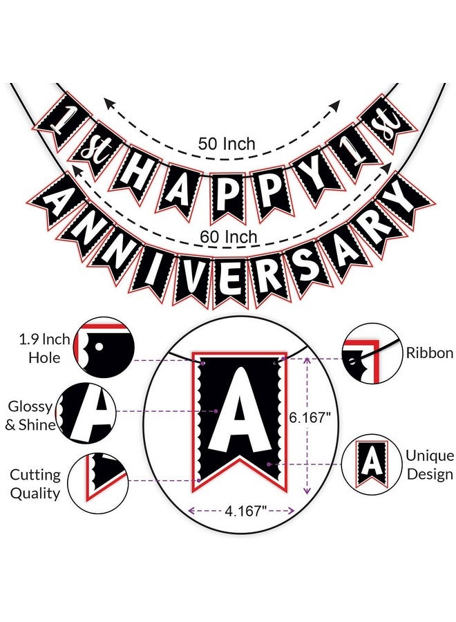 Wobbox 1st Anniversary Bunting Banner, Red & White, Anniversary Party Decoration - Image 3