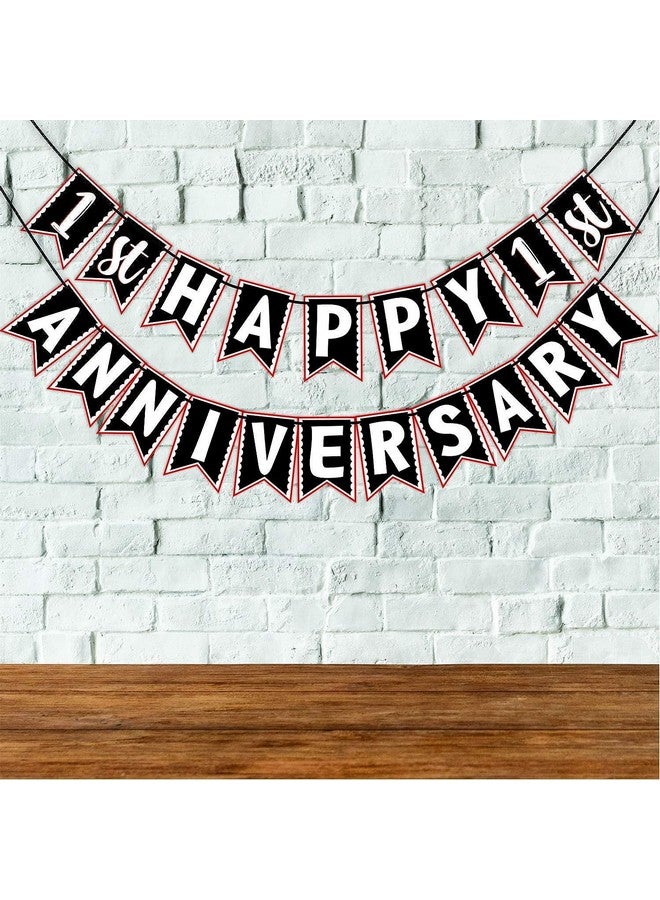 Wobbox 1st Anniversary Bunting Banner, Red & White, Anniversary Party Decoration - Image 1