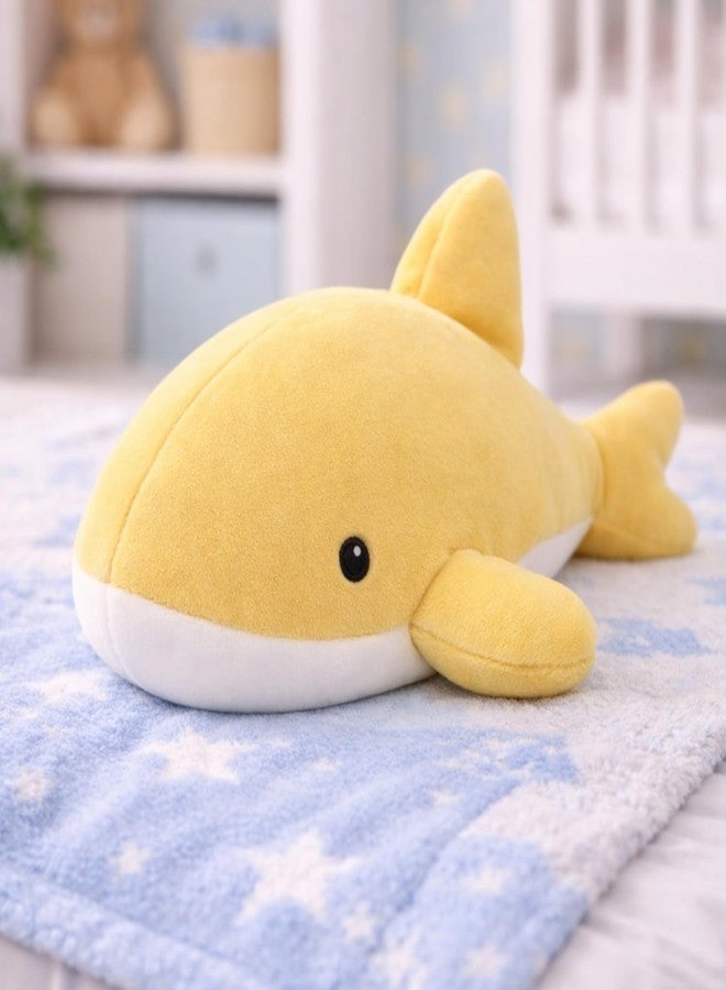 Adhigams Soft Plush Stuffed Whale Toy Cute Kids Baby Cushion Pillow Yellow Polyester 40cm Single Piece Nursery Decor Gift Hugging Sleeping Comfort Animal Home Use - Image 1