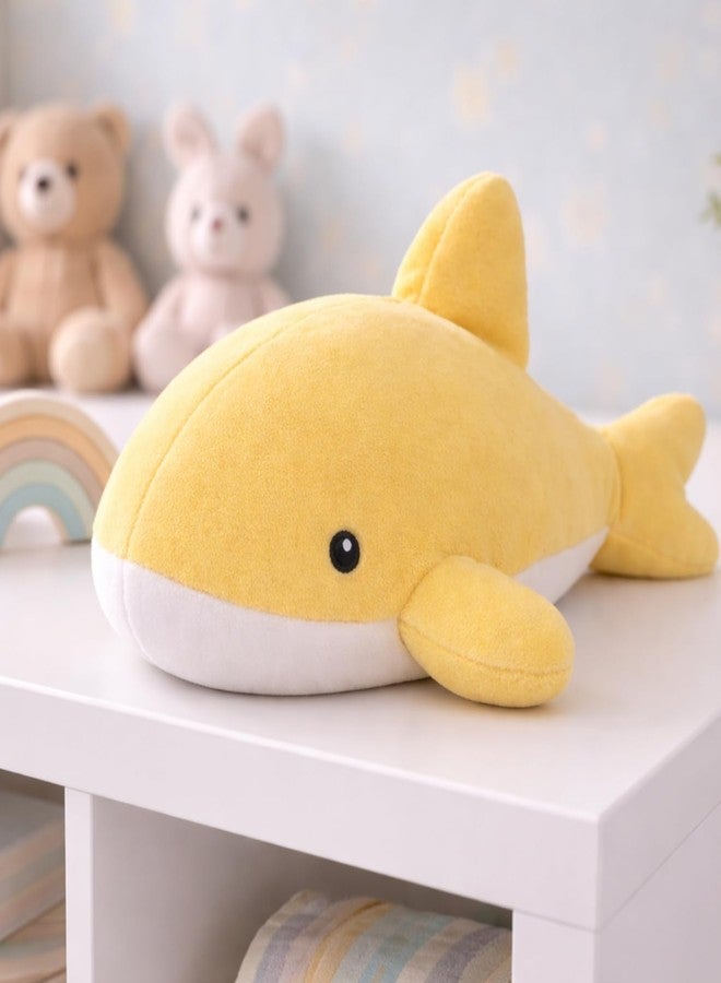 Adhigams Soft Plush Stuffed Whale Toy Cute Kids Baby Cushion Pillow Yellow Polyester 40cm Single Piece Nursery Decor Gift Hugging Sleeping Comfort Animal Home Use - Image 3