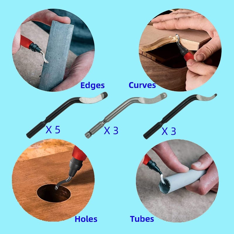 VASTOOLS Deburring Tool Kit Metal Handle Chamfer Tool 6.5Inch for Aluminum Steel Plastic Tube Hole 3D Printed Plastic Edges with Extra 10 HSS Blades Red Handle… - Image 2