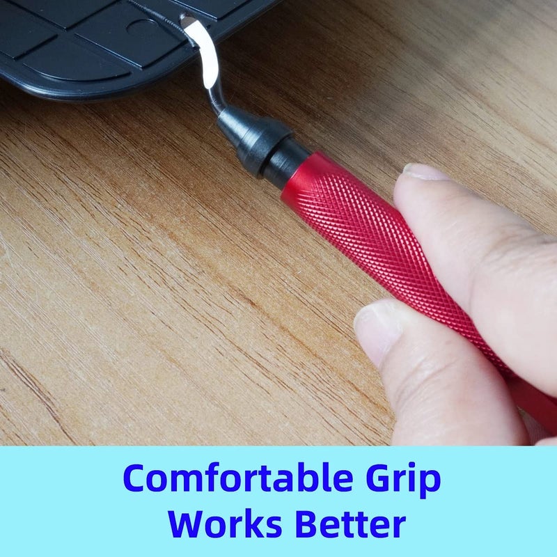 VASTOOLS Deburring Tool Kit Metal Handle Chamfer Tool 6.5Inch for Aluminum Steel Plastic Tube Hole 3D Printed Plastic Edges with Extra 10 HSS Blades Red Handle… - Image 4