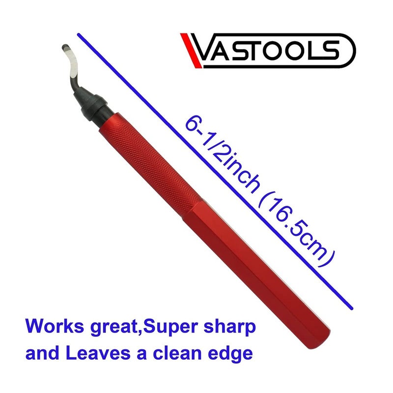 VASTOOLS Deburring Tool Kit Metal Handle Chamfer Tool 6.5Inch for Aluminum Steel Plastic Tube Hole 3D Printed Plastic Edges with Extra 10 HSS Blades Red Handle… - Image 5