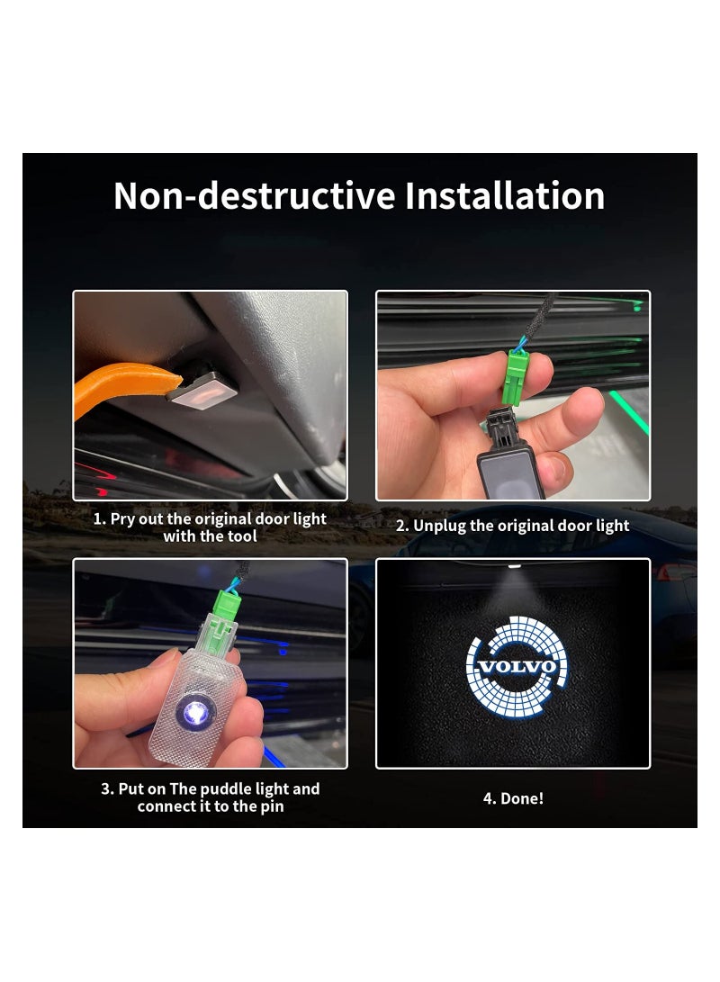 SYOSI Car Door LED LOGO Light for Volvo, Logo Projector  Logo LED Puddle Lights Vehicle Door Light Projector Car Entry Lighting Accessory Door Light Accessory for Volvo XC90 XC60 XC40 S90 S60 V90 V60 - Image 3