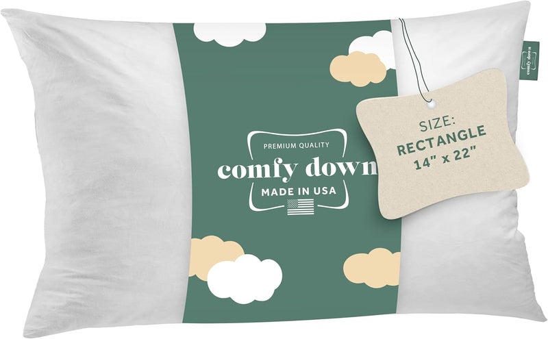 ComfyDown Decorative Throw Pillow Insert, Down and Feather Fill, 100% Cotton Cover, 233 Thread Count - Made in USA (14 X 22) - Image 1