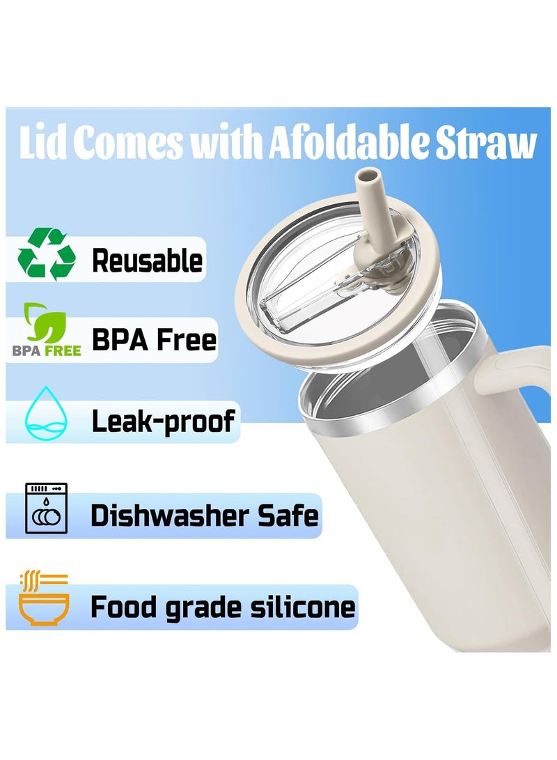 2 Pack 40 Oz Tumbler Flip Straw Lid Replacement Fit For Stanley Quencher Spill Proof Splash Resistant Tumbler Lids Reusable Tumbler Cover For Stanley Cup （white） - Image 4