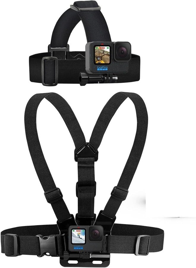 حزام تثبيت الرأس KLIOMAX، طقم تثبيت الصدر، متوافق مع كاميرات GoPro Hero 12، 11، 10، 9، 8، 7، 6، 5، 4، Session، 3+، 3، 2، 1، Hero (2018)، Fusion، Max، وكاميرات DJI Osmo Action. - Image 1