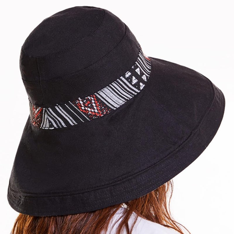 RUINUO Womens Bucket Sun Hat Travel Packable Stripe Fashion Bucket Hats for Spring Summer Autumn Black - Image 2