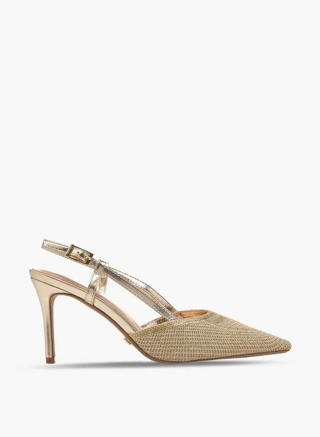 سيليست Women Textured Stiletto Slingback Heels