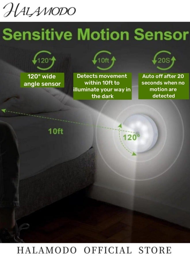 6PCS Motion Sensor Lights Battery Powered LED Night Lights Stick Anywhere Closet Lights Stair Lights Wall Lights for Hallway Bathroom Bedroom Kitchen Garderobe Figurines and Collections Display Box - Image 2