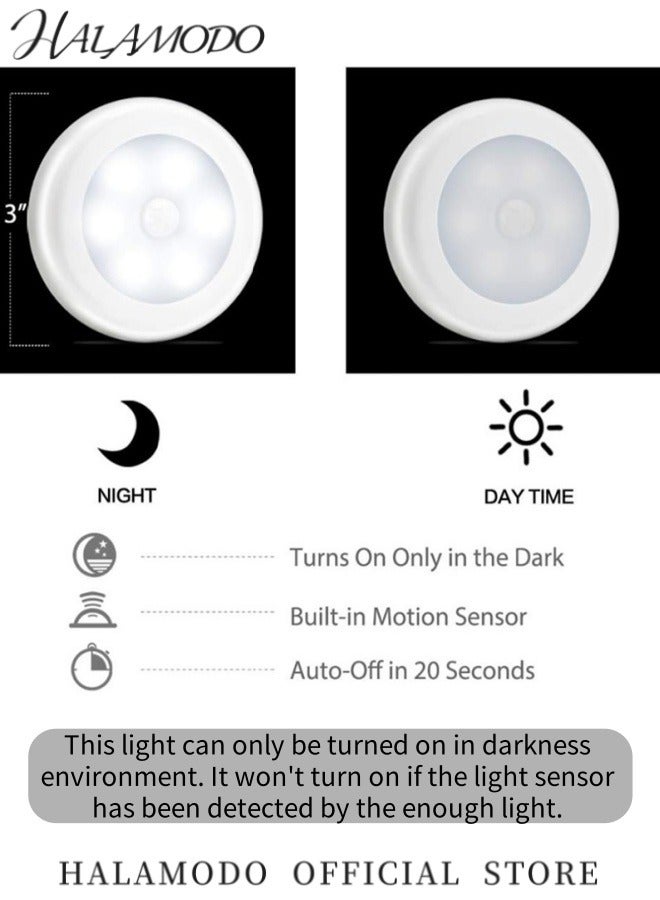 6PCS Motion Sensor Lights Battery Powered LED Night Lights Stick Anywhere Closet Lights Stair Lights Wall Lights for Hallway Bathroom Bedroom Kitchen Garderobe Figurines and Collections Display Box - Image 4