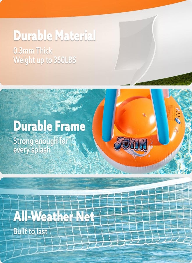 JOYIN XL Inflatable Pool Float Set, 125'' Volleyball Net & Basketball Hoops, Extra Large Floating Swimming Game Toy for Kids and Adults, Summer Floaties, Volleyball Court|Basketball, XL-Orange - Image 3