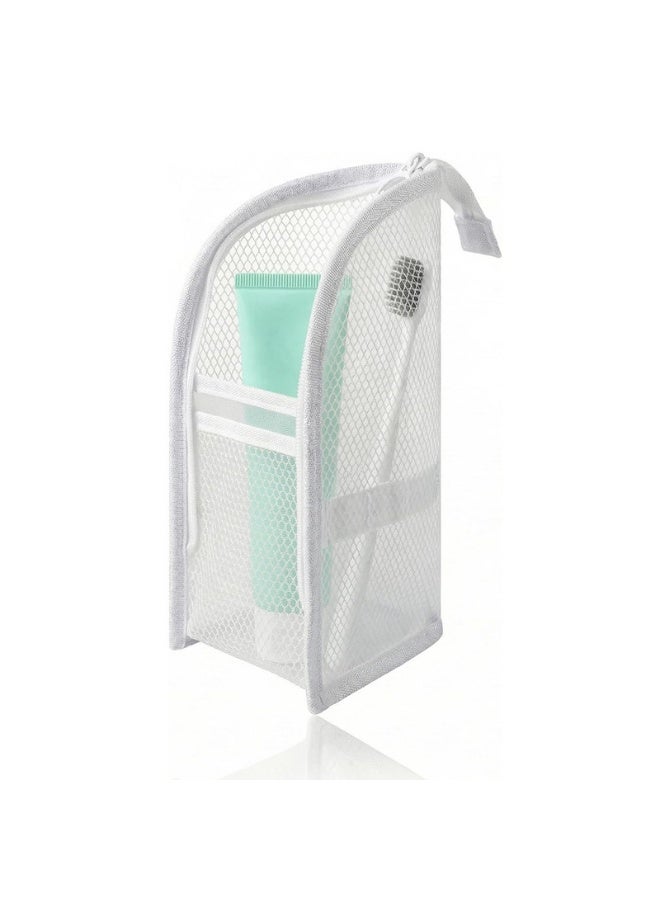 Western Mountains Standing Toiletry Bag, Portable Lightweight Travel Toiletry Bag, Mesh Large Capacity Cosmetic Waterproof Bag,Foldable Clear Hanging Travel Toiletry Bag Cosmetic Organiser Storage(White) - Image 1