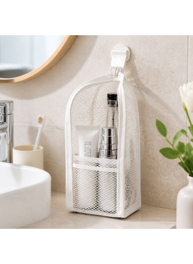 Western Mountains Standing Toiletry Bag, Portable Lightweight Travel Toiletry Bag, Mesh Large Capacity Cosmetic Waterproof Bag,Foldable Clear Hanging Travel Toiletry Bag Cosmetic Organiser Storage(White) - Image 2