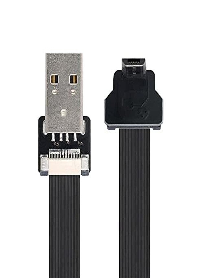 NFHK Down Angled USB 2.0 Type-A Male to Micro USB 5Pin Male Data Flat Slim FPC Cable for FPV & Disk & Phone 20cm - Image 4