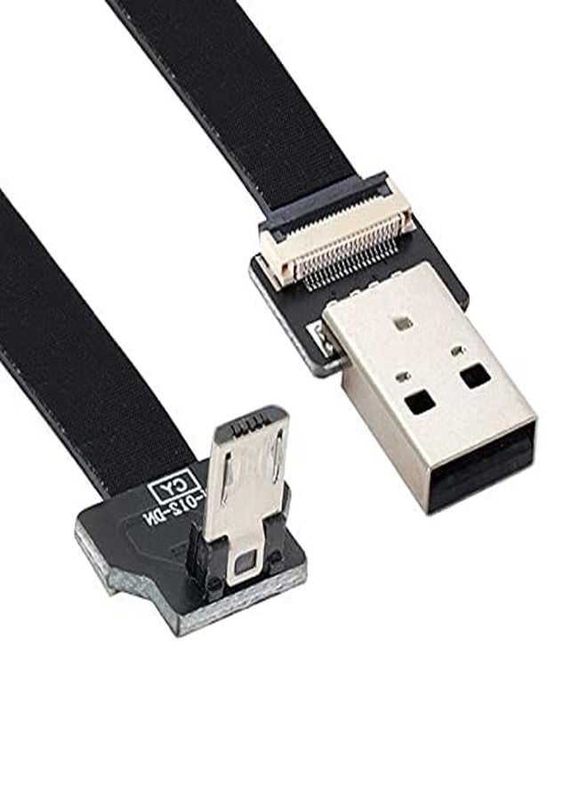 NFHK Down Angled USB 2.0 Type-A Male to Micro USB 5Pin Male Data Flat Slim FPC Cable for FPV & Disk & Phone 20cm - Image 2