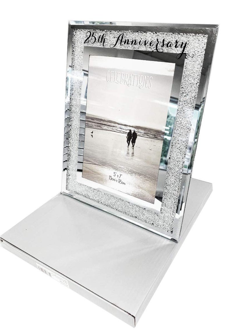 Wedding Anniversary Silver 25th Photo Frame Diamante