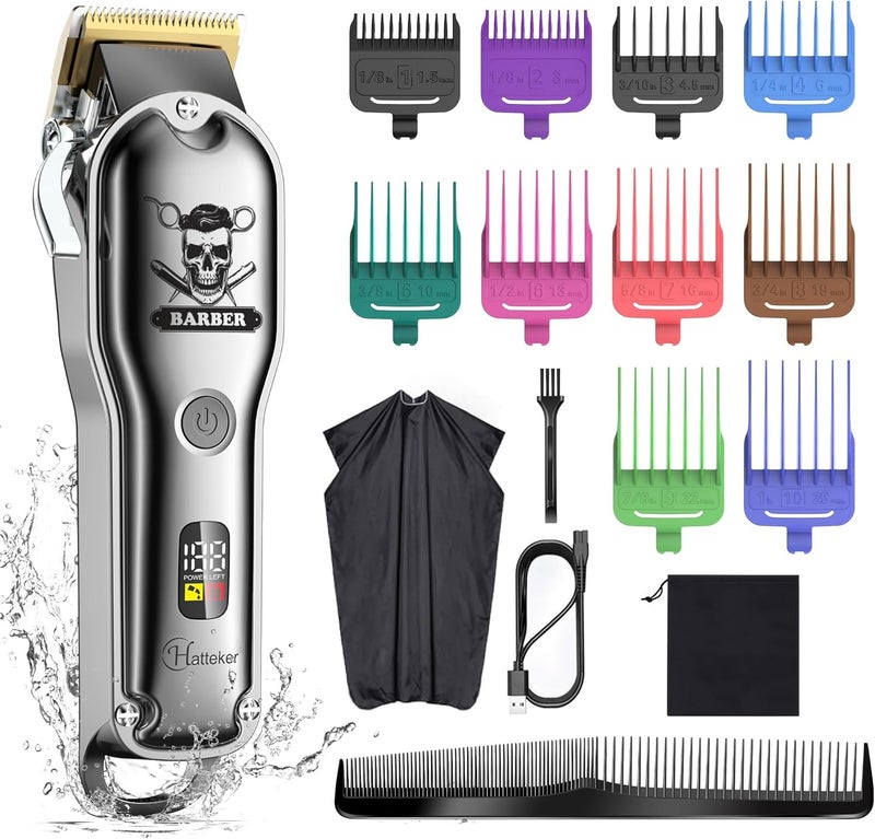 Hatteker Hair Cutting Kit Pro Hair Clippers for Men Professional Barber Clippers IPX7 Waterproof Cordless Beard  Hair Trimmer