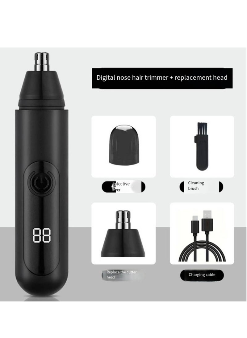 ماكينة تشذيب شعر الأنف للجنسين مع شحن USB (أسود) - Image 1