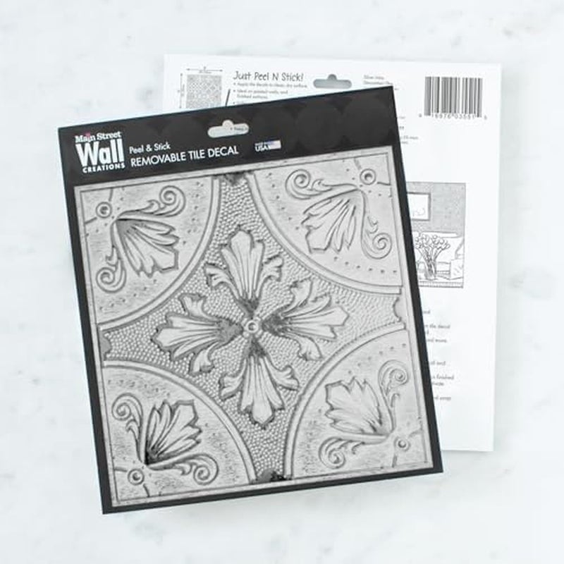 Main Street â€“ 24-Pack of 8 x8 Peel and Stick Backsplash Wallpaper Tiles â€“ White Painted Fleur Design â€“ Removable Self Adhesive Wall Tile for Kitchen, Renter-Friendly for Your Home and DIY Projects - Image 3