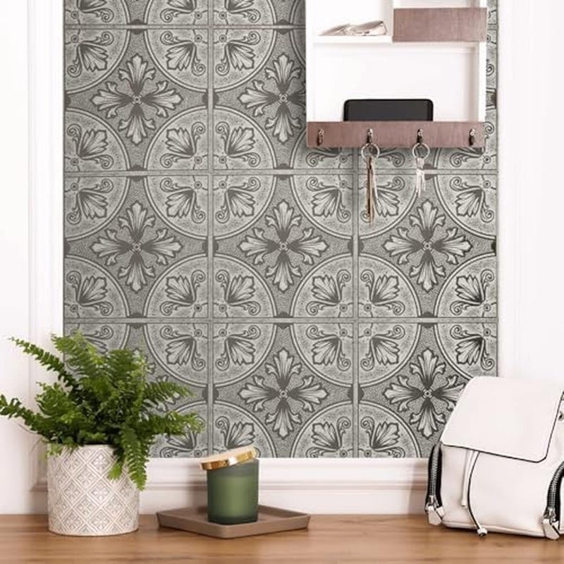 Main Street â€“ 24-Pack of 8 x8 Peel and Stick Backsplash Wallpaper Tiles â€“ White Painted Fleur Design â€“ Removable Self Adhesive Wall Tile for Kitchen, Renter-Friendly for Your Home and DIY Projects - Image 4