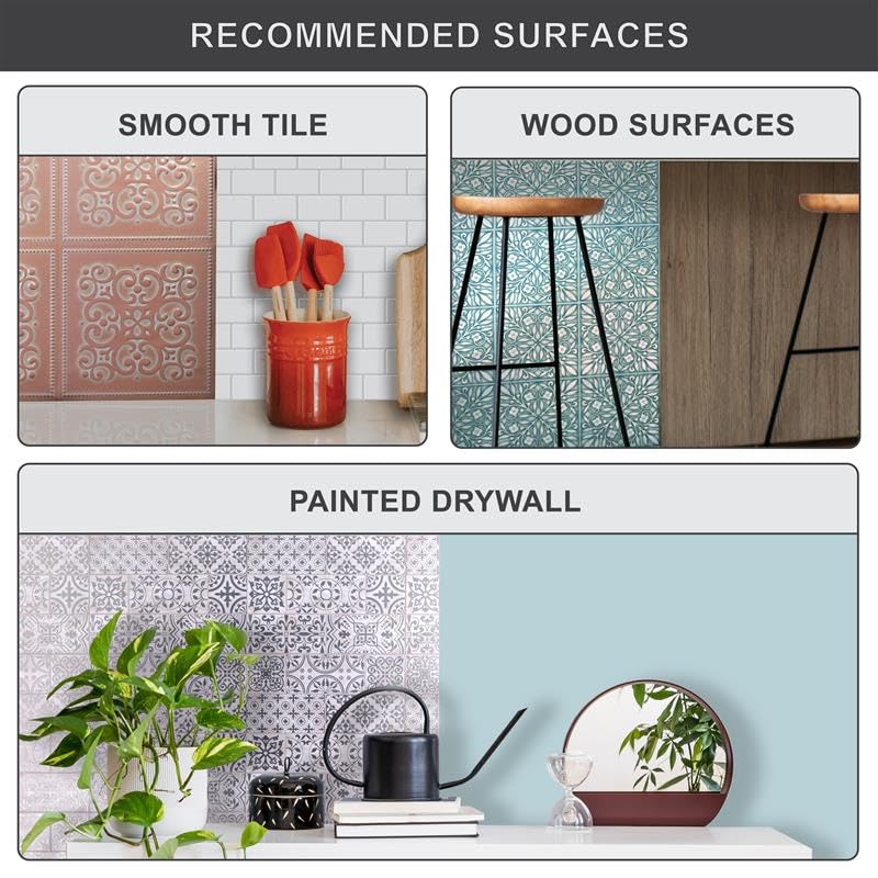 Main Street â€“ 24-Pack of 8 x8 Peel and Stick Backsplash Wallpaper Tiles â€“ White Painted Fleur Design â€“ Removable Self Adhesive Wall Tile for Kitchen, Renter-Friendly for Your Home and DIY Projects - Image 5