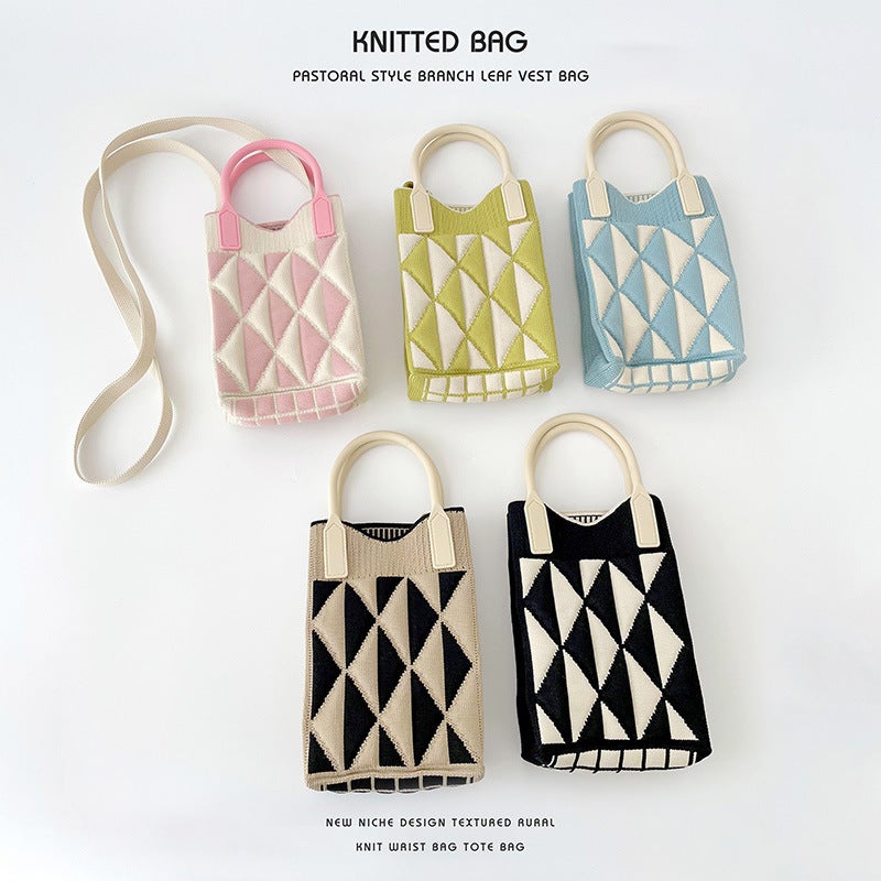 Live Explosions Geometric Diamond Mini Mobile Phone Bag Niche Design Joker Shoulder Crossbody Bag Coin Purse Handbag - Image 3