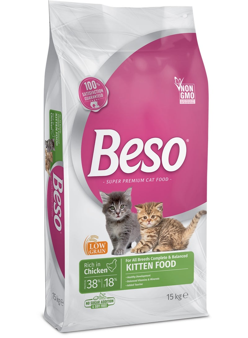 Beso Complete & Balanced Chicken Dry Kitten Food 15kg – Healthy Growth & Strong Immunity - Image 3