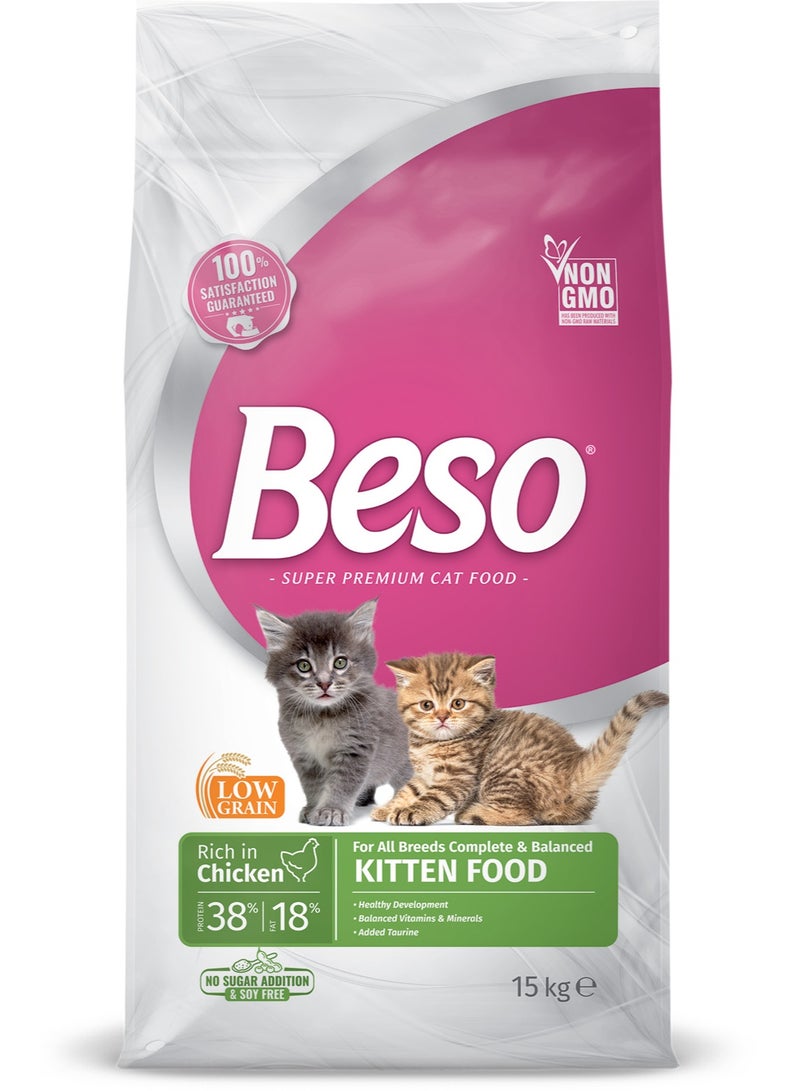 Beso Complete & Balanced Chicken Dry Kitten Food 15kg – Healthy Growth & Strong Immunity - Image 2