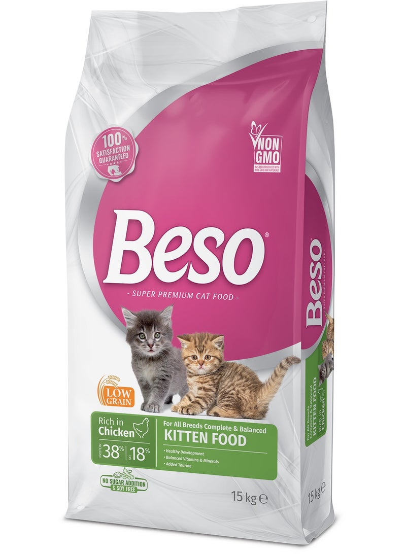 Beso Complete & Balanced Chicken Dry Kitten Food 15kg – Healthy Growth & Strong Immunity - Image 1