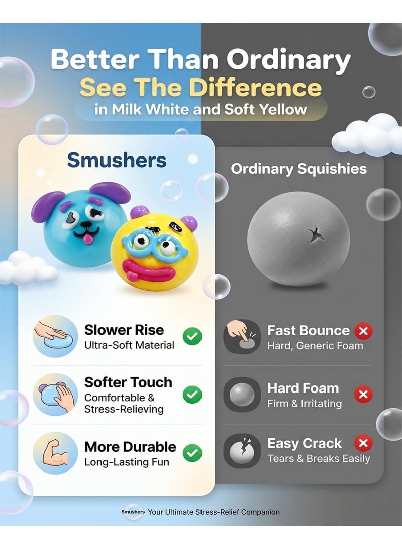 ATRJSZ Smushers Squishy - Curiosities Smushers Dog Face Swap Squishy Soft Moldable Cute Slow Rise Relaxing Sensory Fidget Relief Anxiety Stress Fun with Interchangeable Faces - Image 5