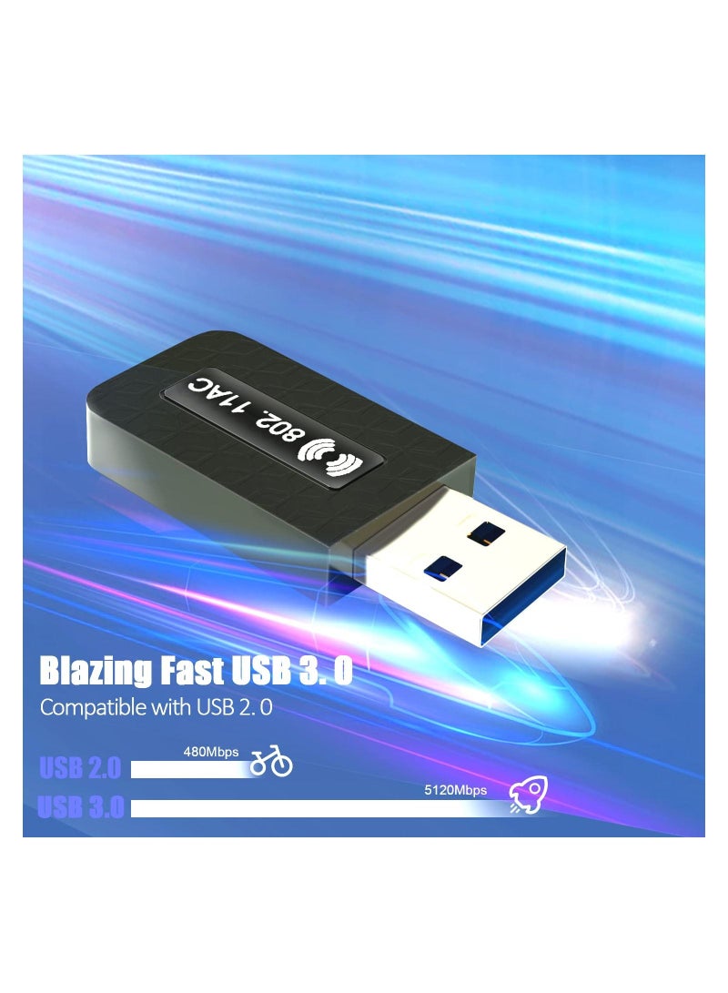 Y&D 1300Mbps WiFi Dongle for PC and 5.8/2.4G Dual Band USB Adapter Desktop - Image 5